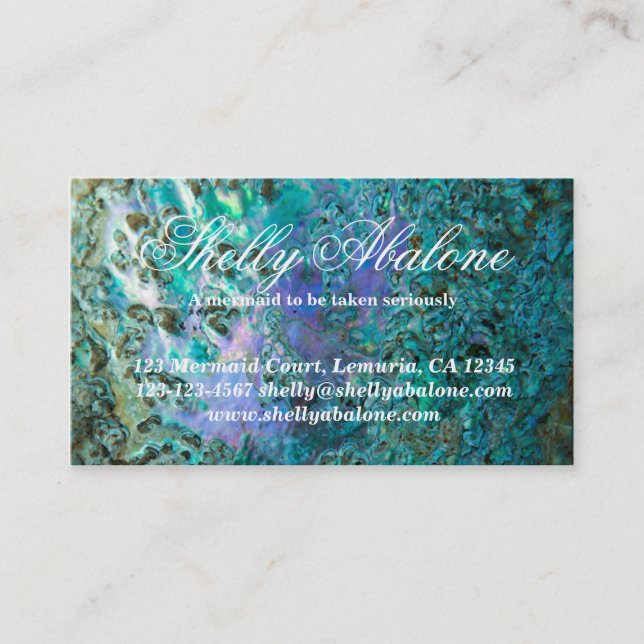 Abalone sea shell background design 2 business card (Front)