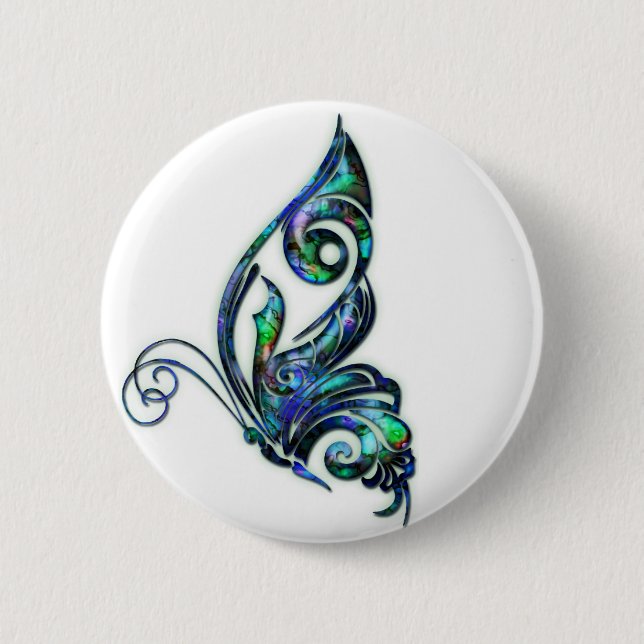 Abalone Shell Art Deco Butterfly 6 Cm Round Badge (Front)