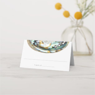 Abalone Shell Green Watercolor Beach Wedding Place Card