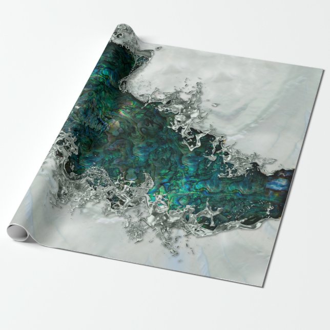 Abalone Shell Pearl and Silver 1 Wrapping Paper (Unrolled)