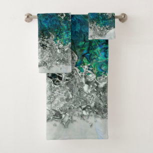 Abalone Shell Pearl and Silver 2 Bath Towel Set