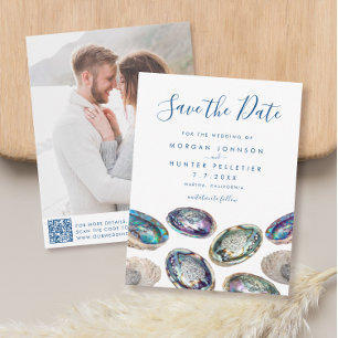 Abalone Shell Watercolor Beach Wedding Save The Date