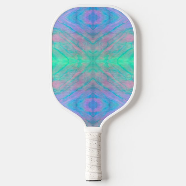 Abalone Shell Watercolor Mother of Pearl Stone Pickleball Paddle (Front)