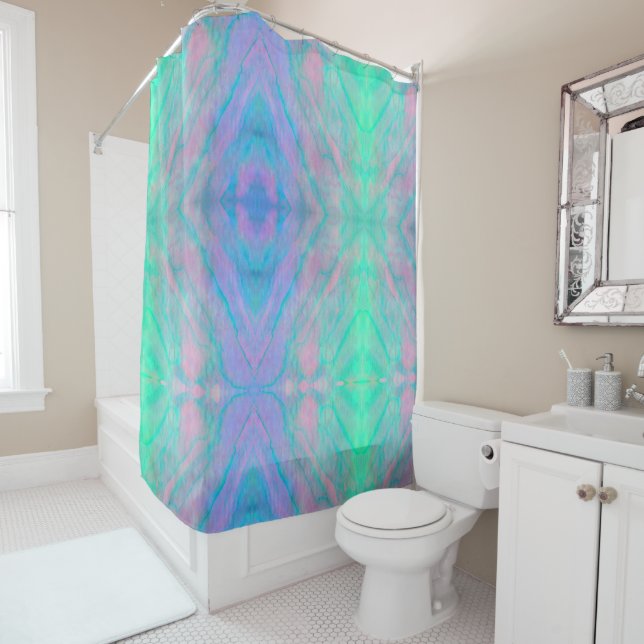 Abalone Shell Watercolor Mother of Pearl Stone Shower Curtain (In Situ)