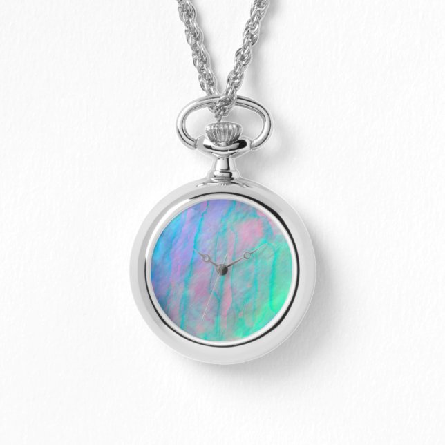 Abalone Shell Watercolor Mother of Pearl Stone Watch (Front)