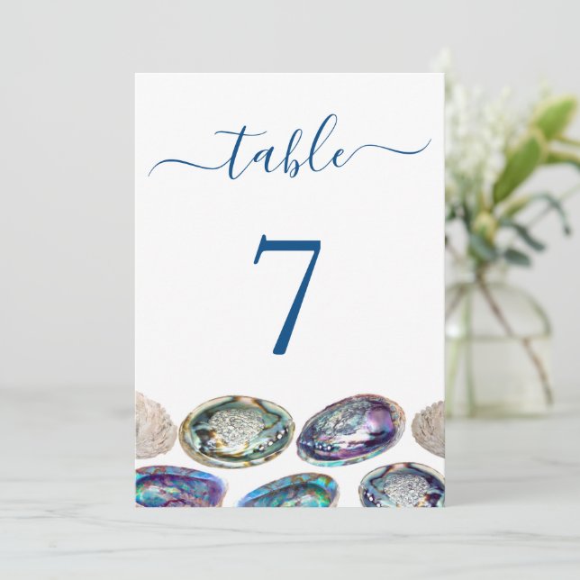 Abalone Shell Wedding Table Number Cards (Standing Front)