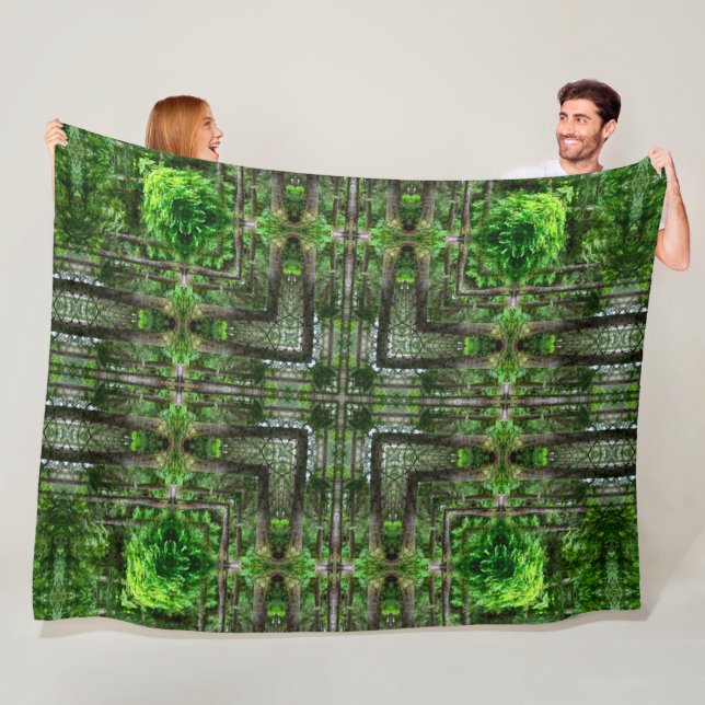 Abanaki Native Forest Spirit Mandala Fleece Blanket (In Situ)