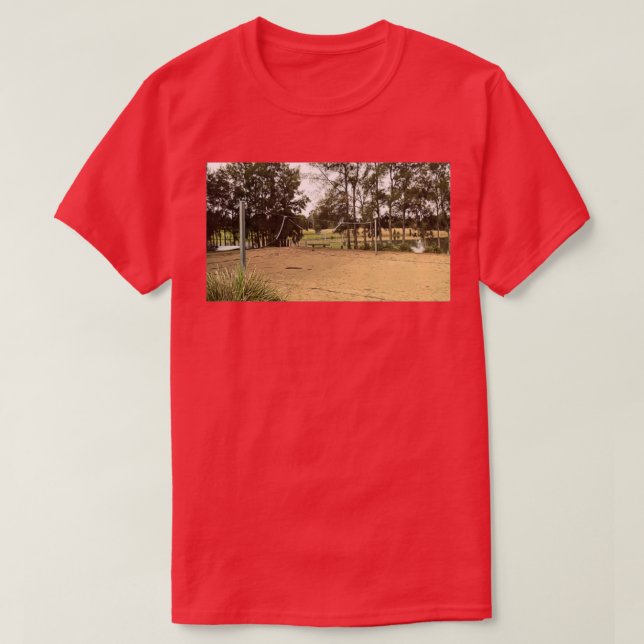 Abandoned Badminton Court next to a river by BaoEr T-Shirt (Design Front)