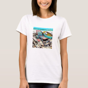 Abandoned Beach Boat Wreckage T-Shirt