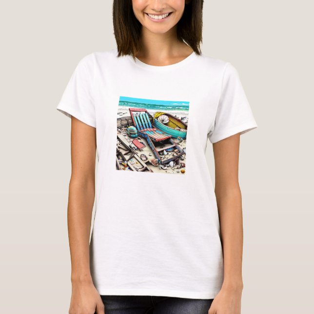 Abandoned Beach | Boat Wreckage  T-Shirt (Front)