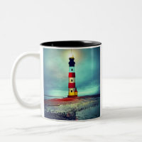 Abandoned Beach  dilapidate Illuminated Lighthouse