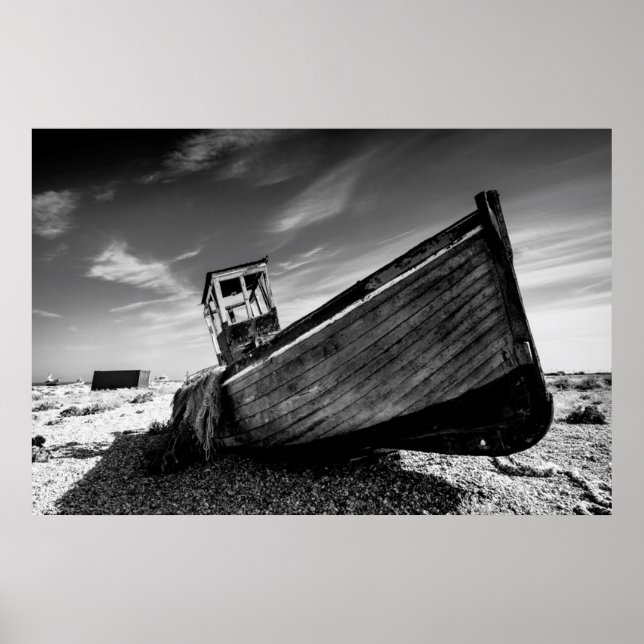 Abandoned Boat On Dungeness Beach Poster (Front)
