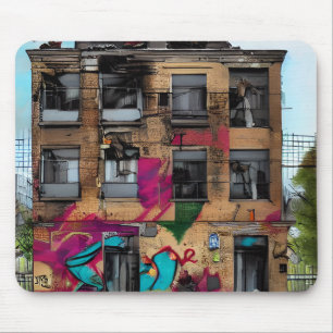 Abandoned Building Abstract AI Art Mouse Mat