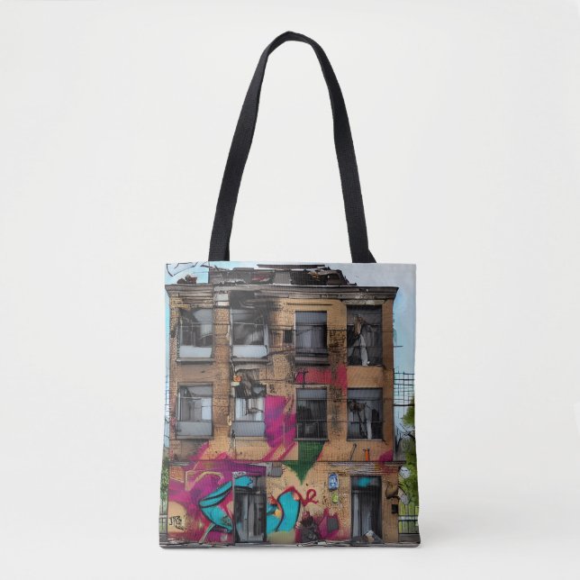 Abandoned Building Abstract AI Art Tote Bag (Front)