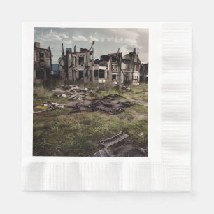  Abandoned Buildings   Post Apocalypse Destruction Napkin