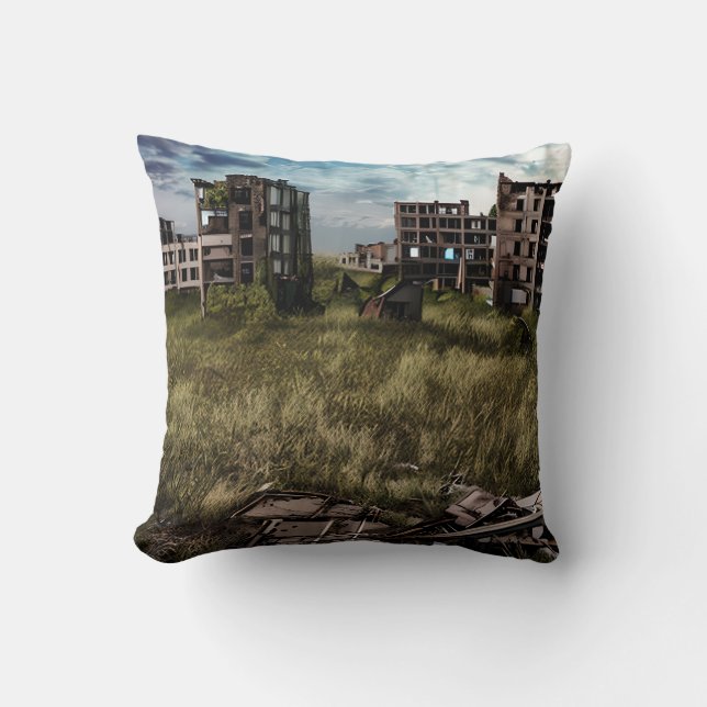 Abandoned Buildings  Urban Post Apocalyptic Art Cushion (Front)