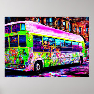 Abandoned Bus Street Art  Poster