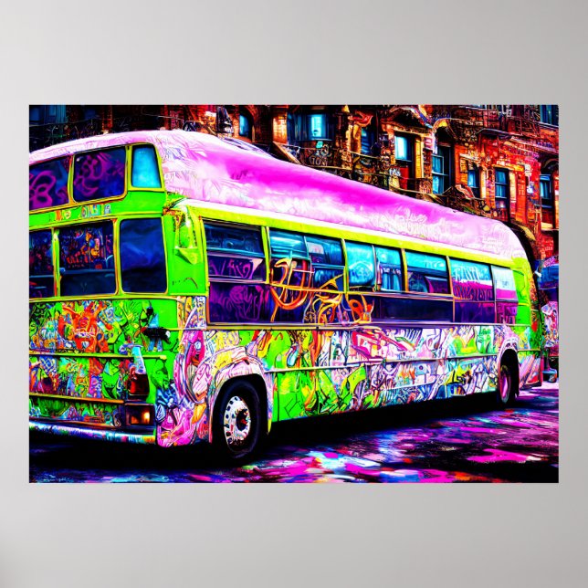 Abandoned Bus Street Art  Poster (Front)