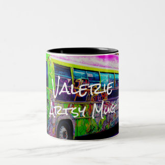 Abandoned Bus Street Art Two-Tone Coffee Mug