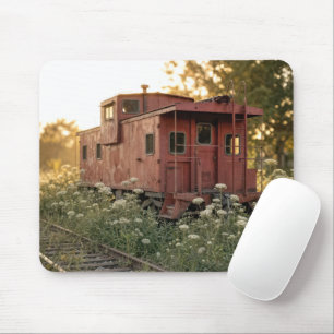 Abandoned Caboose In a Wildflower Field Mouse Mat