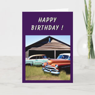 Abandoned Car 1950s Birthday Card