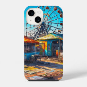 Abandoned Carnival Empty Ferris Wheel and Rides iPhone 14 Case