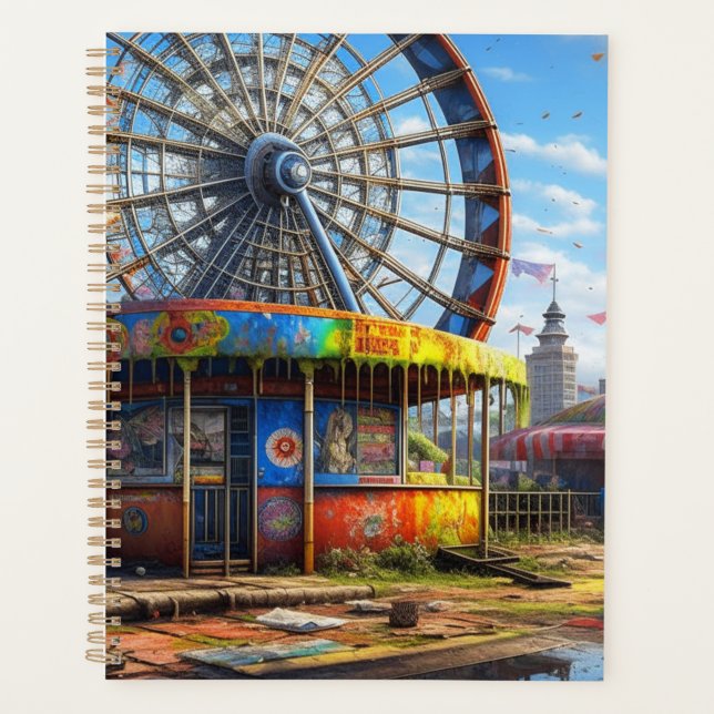 Abandoned Carnival Ferris Wheel Ai art Planner (Front)