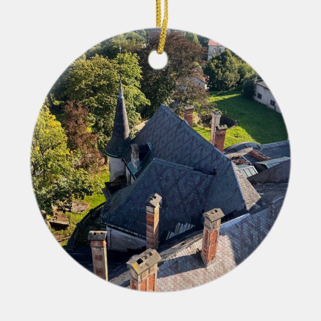 Abandoned Castle Ceramic Tree Decoration (Front)