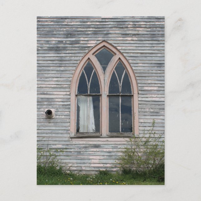 Abandoned Church Window Postcard (Front)