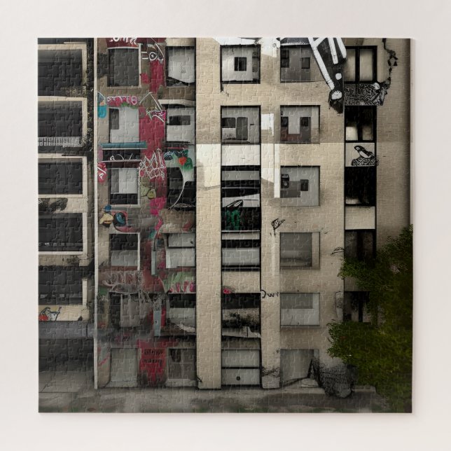 Abandoned City Building Crumbling with Decay Jigsaw Puzzle (Vertical)