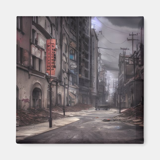 Abandoned City | Post Apocalyptic Dystopian World  Magnet (Front)