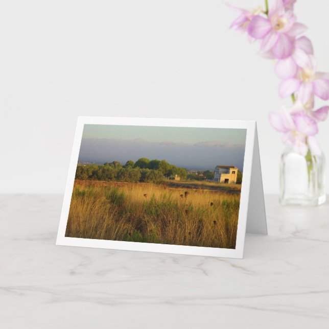 Abandoned Country Farmhouse Landscape Card (Orchid)