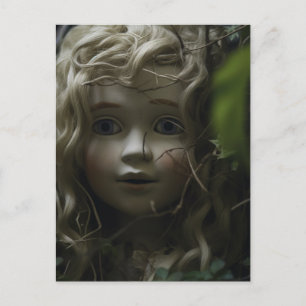 Abandoned Doll Overgrown in a Garden Postcard