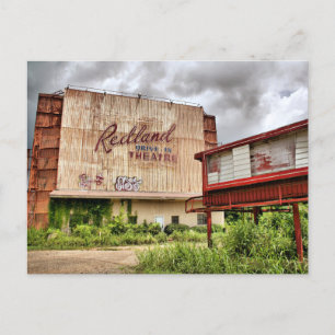 Abandoned Drive in Movie Theatre Holiday Postcard