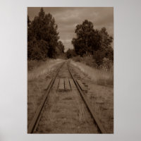 Abandoned Empty Railroad Train Tracks Sepia Photo