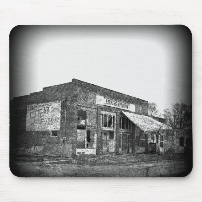 Abandoned Farmers Business in Black and White Mouse Mat (Front)