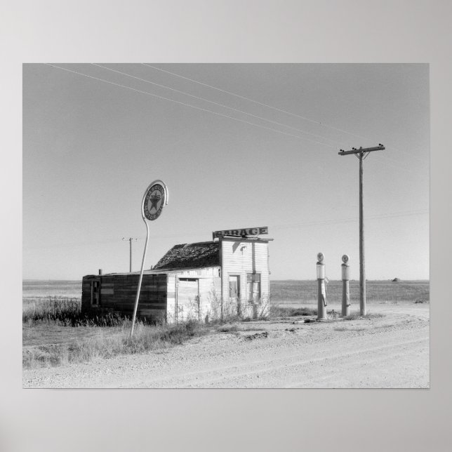 Abandoned Gas Station, 1937. Vintage Photo Poster (Front)