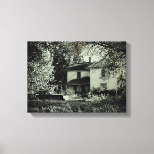 Abandoned House and Car Canvas Print