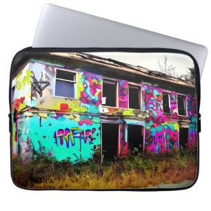 Abandoned House with Colourful Graffiti Laptop Sleeve