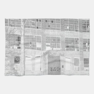 Abandoned Manufacturing Building - negative Tea Towel