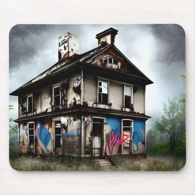 Abandoned Old House Spray Paint Graffiti Mouse Mat (Front)