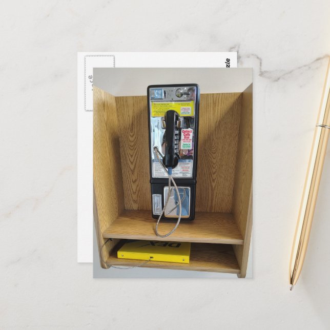 Abandoned Payphone Liminal Space Photography Postcard (Front/Back In Situ)