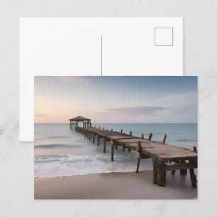 Abandoned pier at sea postcard