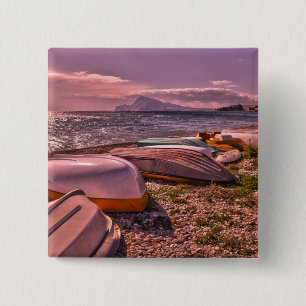 Abandoned Rowing Boats L'Olla Beach, Altea 15 Cm Square Badge