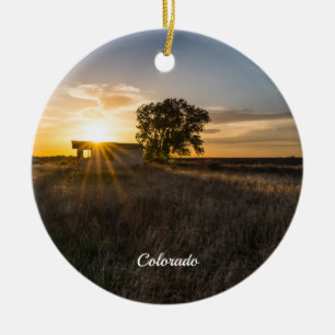 Abandoned Shed Colorado Sunset Circle Ornament