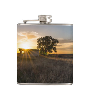 Abandoned Shed Colorado Sunset Flask
