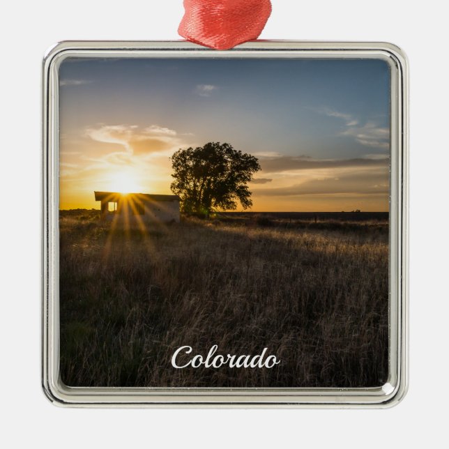 Abandoned Shed Colorado Sunset Premium Ornament (Front)