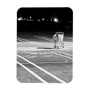 Abandoned Shopping Cart in Empty Parking Lot Photo Magnet