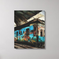 Abandoned Train with Graffiti Urban Street Art
