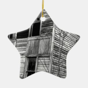 Abandoned Two Story House Ceramic Tree Decoration